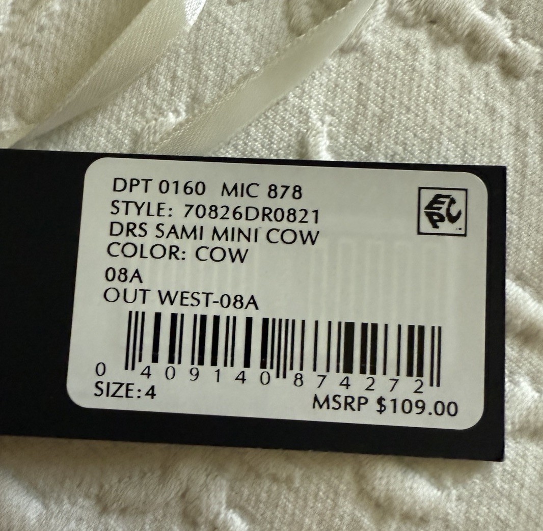 Gianni Bini Sami Cow Hide Satin Mini Dress New! Sz 4 Texas Longhorn UT