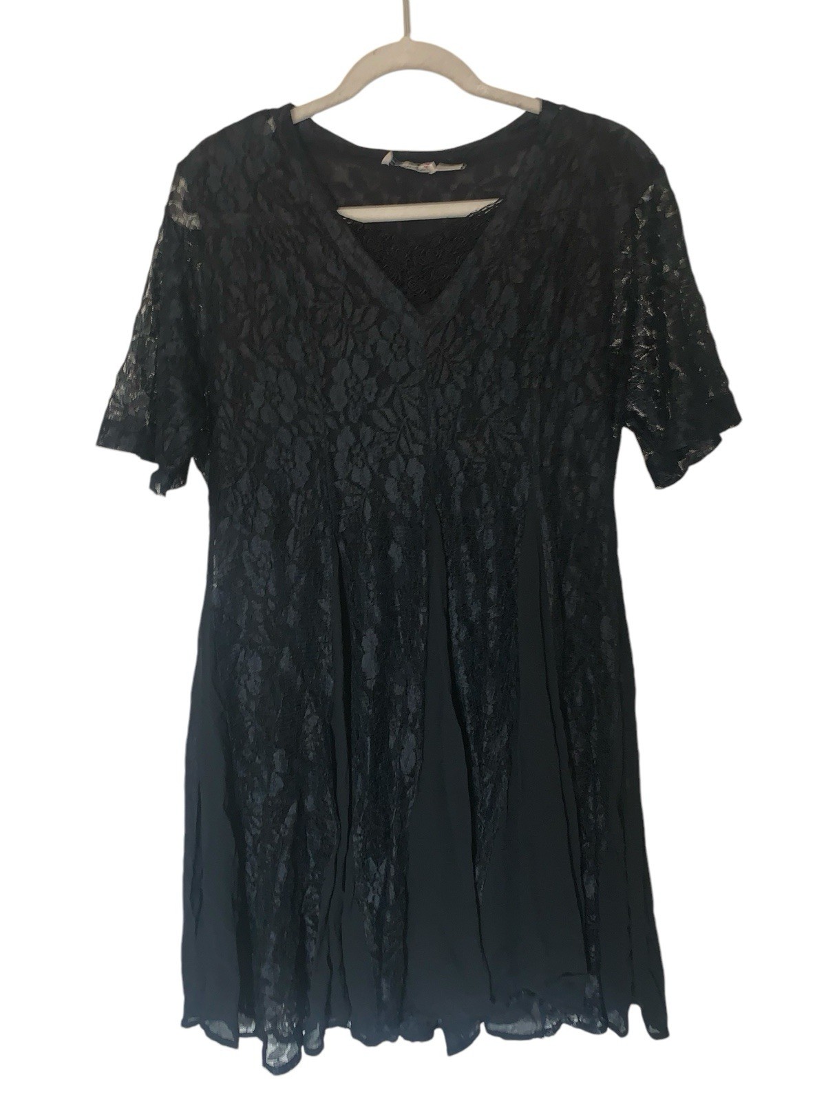 Vtg Pour Toi Black Lace Dress Whimsigoth Witchy Fairy Glam 90s Size Large India