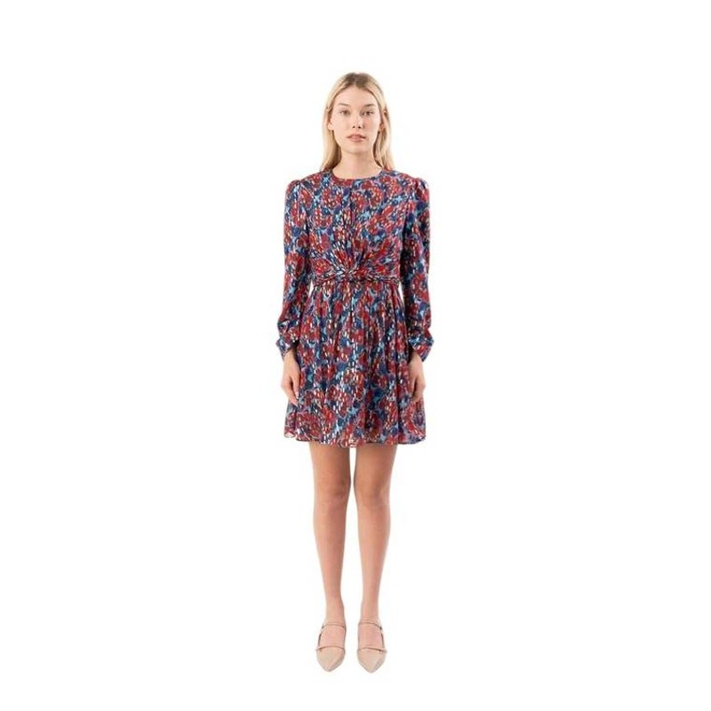 Saloni Blythe B Silk Dress in Quail Sky US 2
