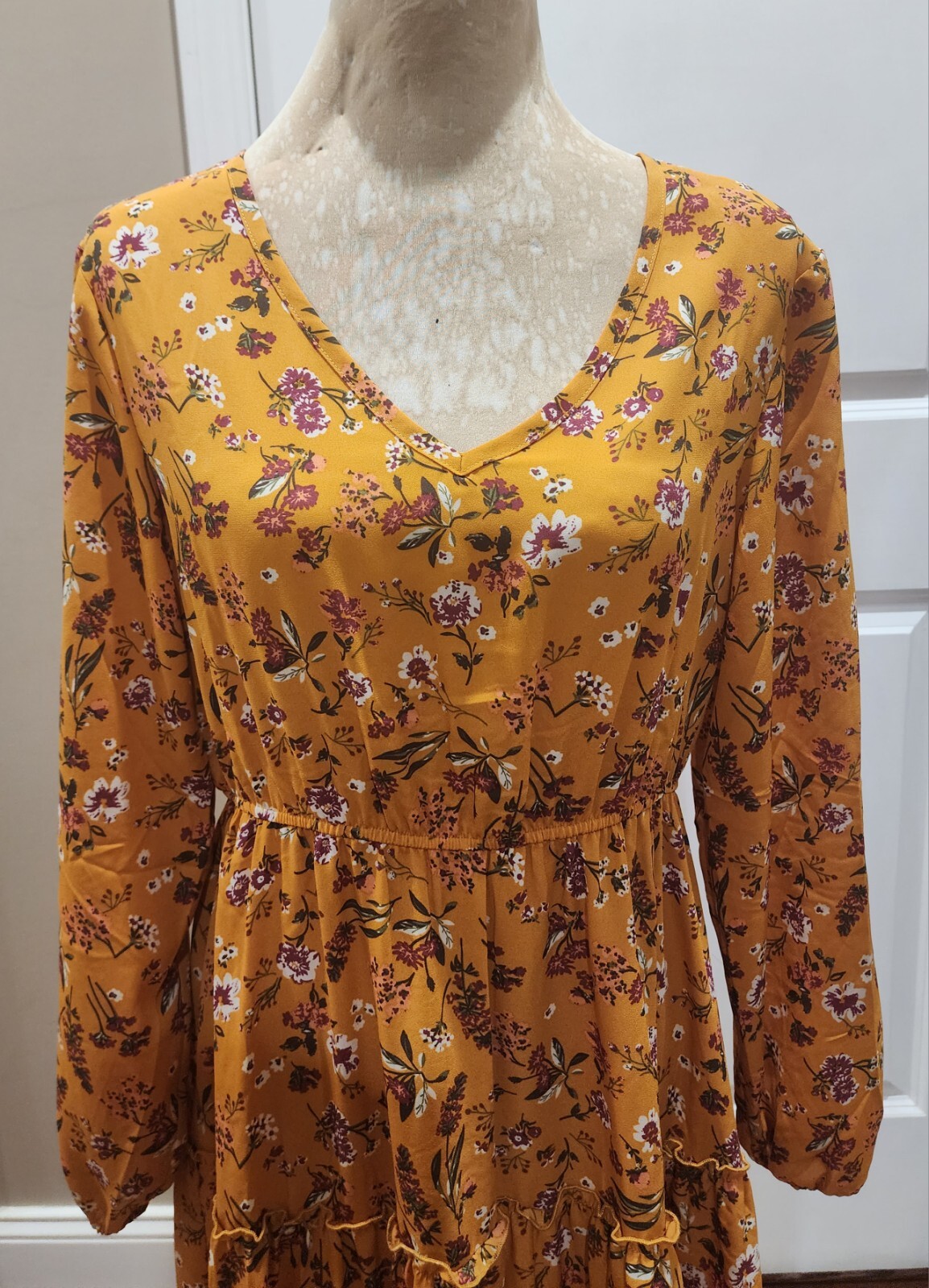 🌼🌷🪻Indigo Soul Peasant Dress Womens Yellow Flowers Size Medium NWT🪻🌷🌼