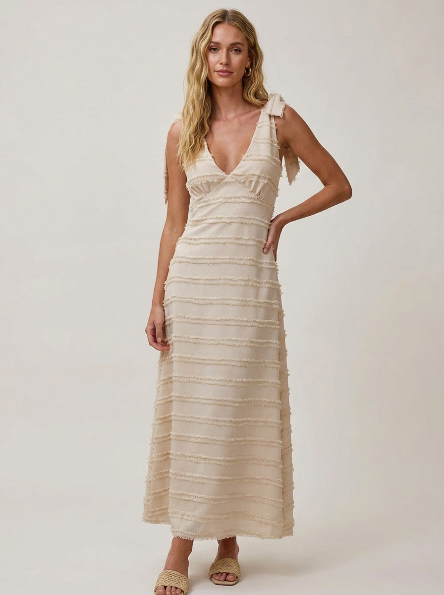 Dreamy Fringed Tiered Maxi Dress