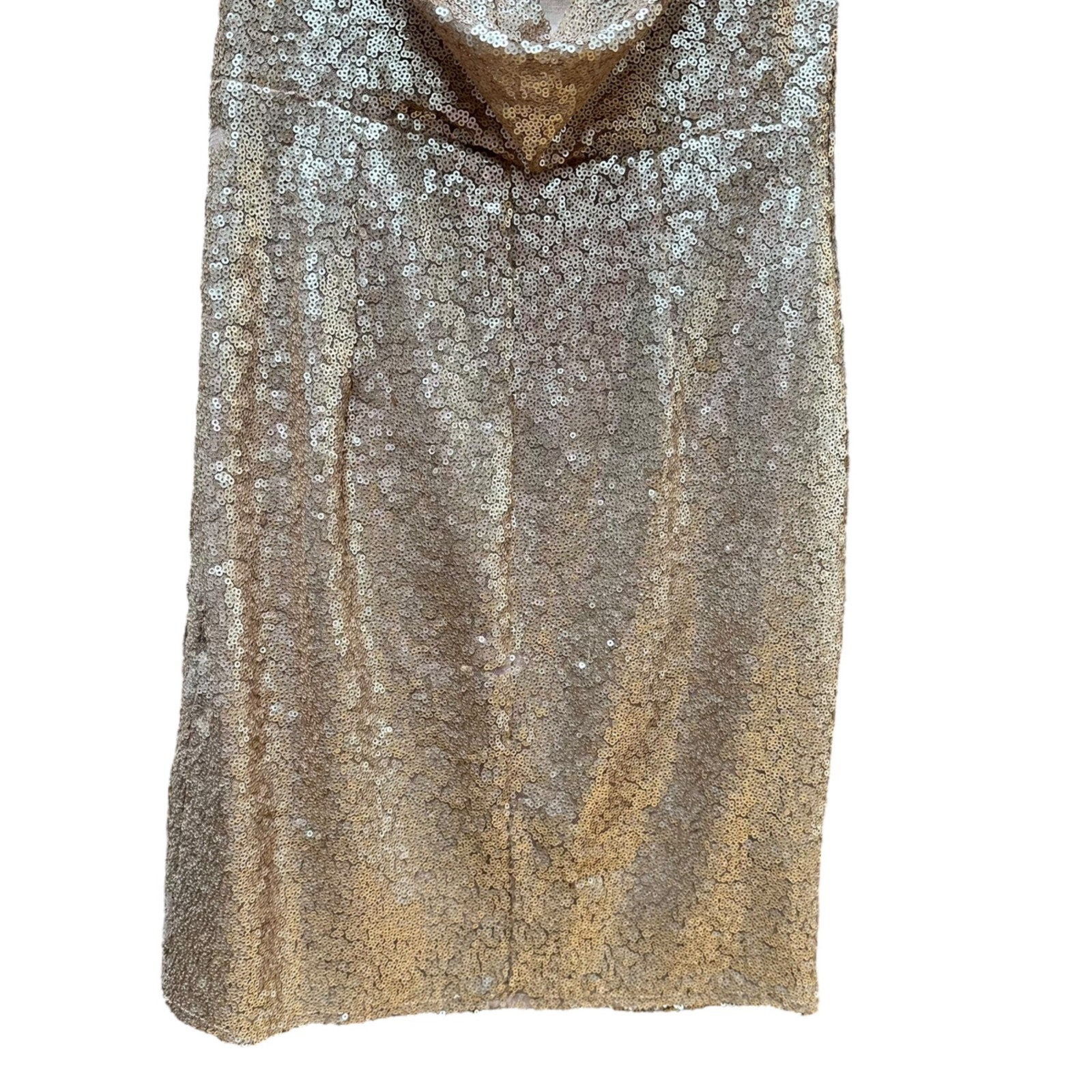 Lulus Dress Shine Time Rose Gold Sequin Cowl Neck & Back Holiday Wedding Size XS