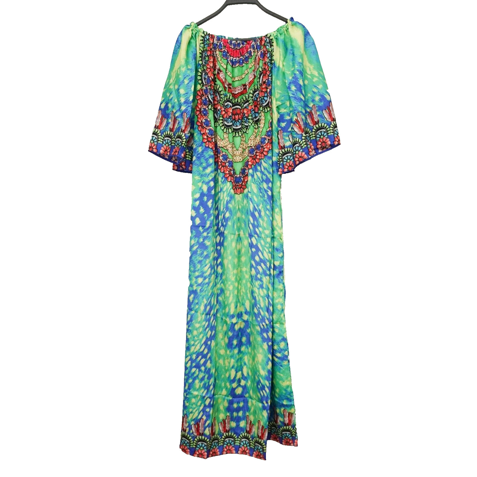 Sakkas Women’s One Size Stretch Neckline Beach Dress Caftan Cover up Rhinestone