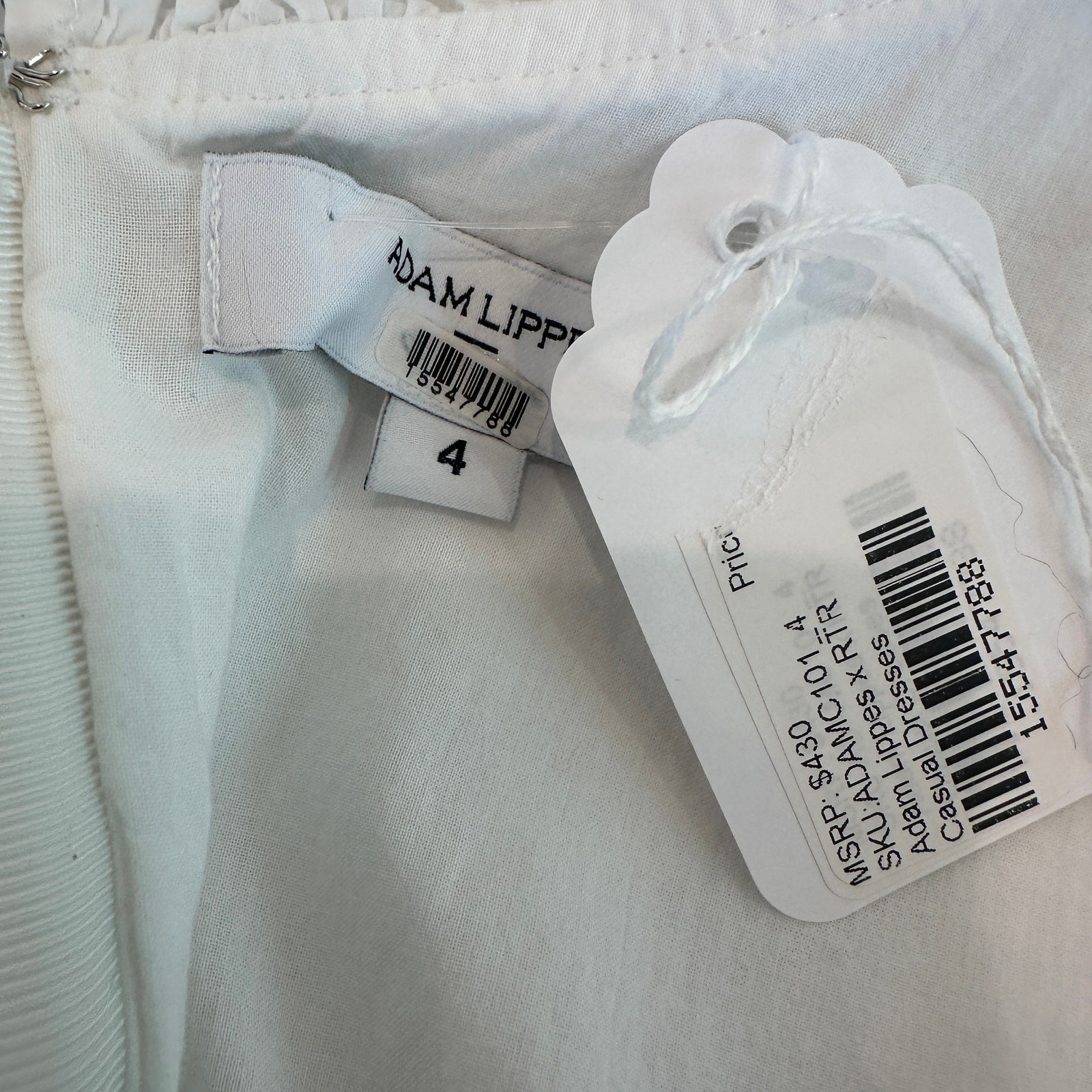 Adam Lippes White Midi Dress SIZE 4 Cottage Cotton Sundress Party Designer $430