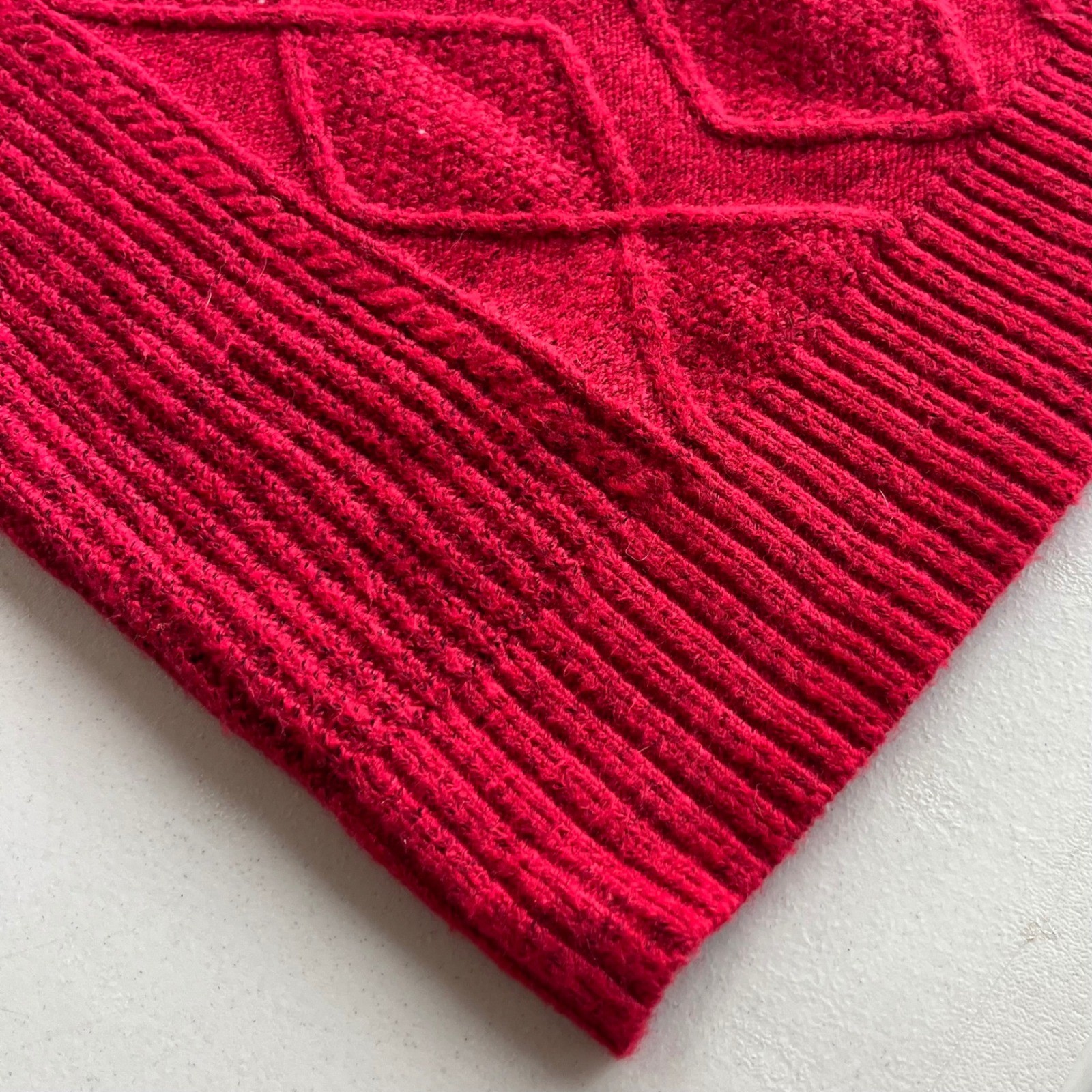 LOFT Women’s Sm. Red Cable Knit Mock Neck Long Sleeve Sweater Dress Cozy Holiday