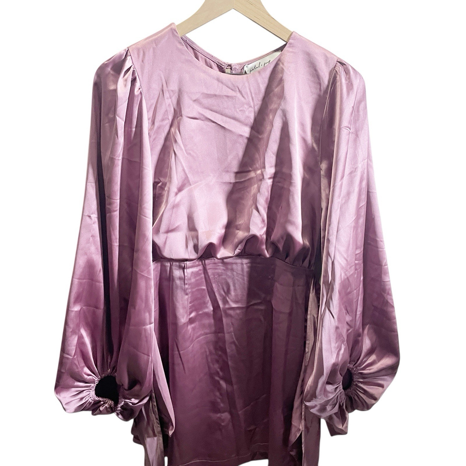Petal and Pup Emillia Purple Puff Sleeve Satin Mini Dress 6 NWT