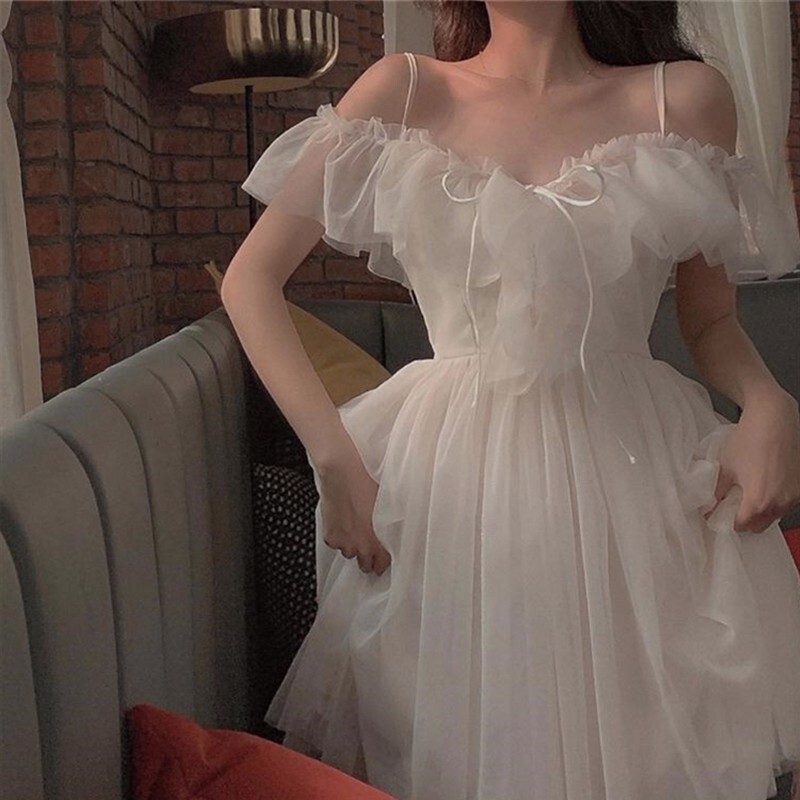 Sling Dress Spaghetti Strap Elegant Fairy Sexy Women Beach Holiday Fashion Sexy