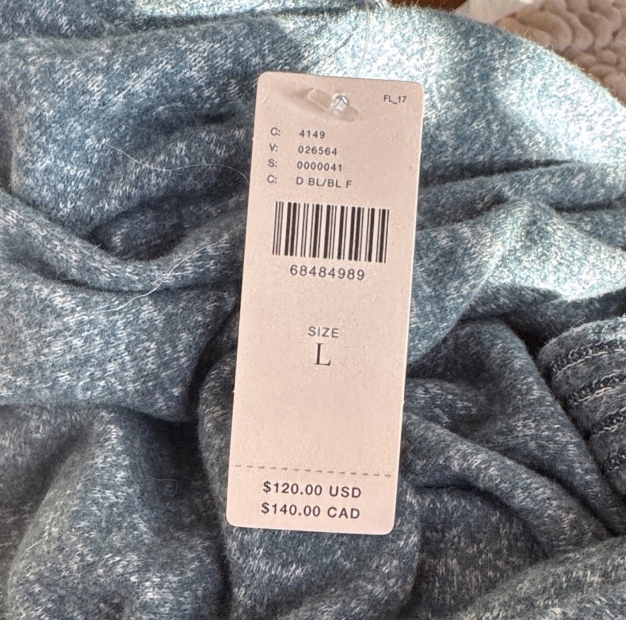 Daily Practice by Anthropologie Blue Heathered Cowl Neck Midi Knit Dress Large
