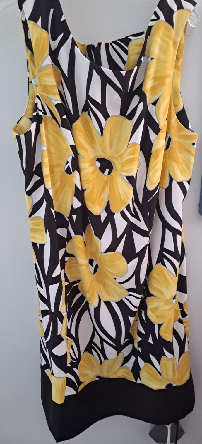 ALYX Yelow White Black Trim Unlined Summer Dress Aa New 20W
