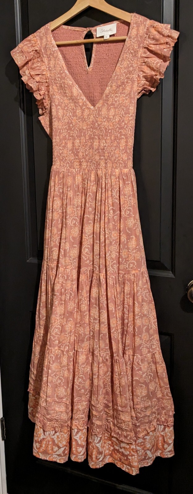 Cleobella Rita Midi Ankle Dress Camara Pink Floral Print Organic Cotton Size M