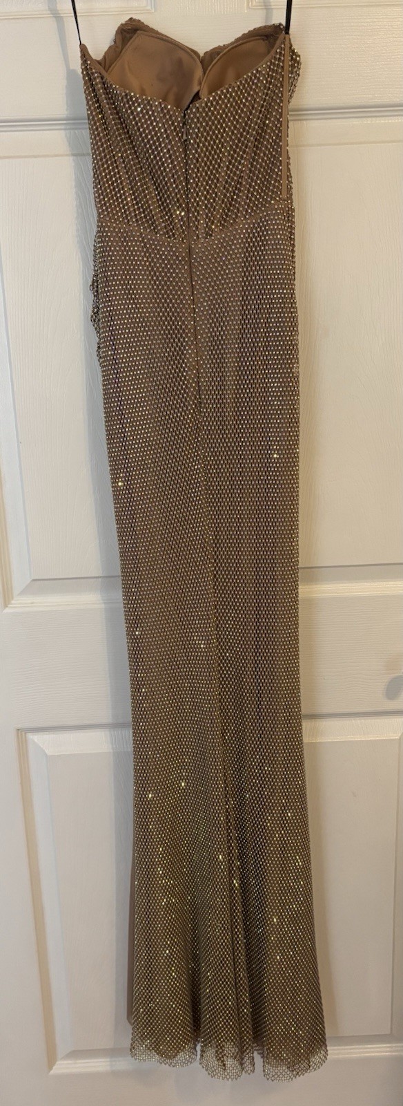 Alyce Paris 61717 Crystal Mesh Strapless Long Nude Formal Gown Size 00