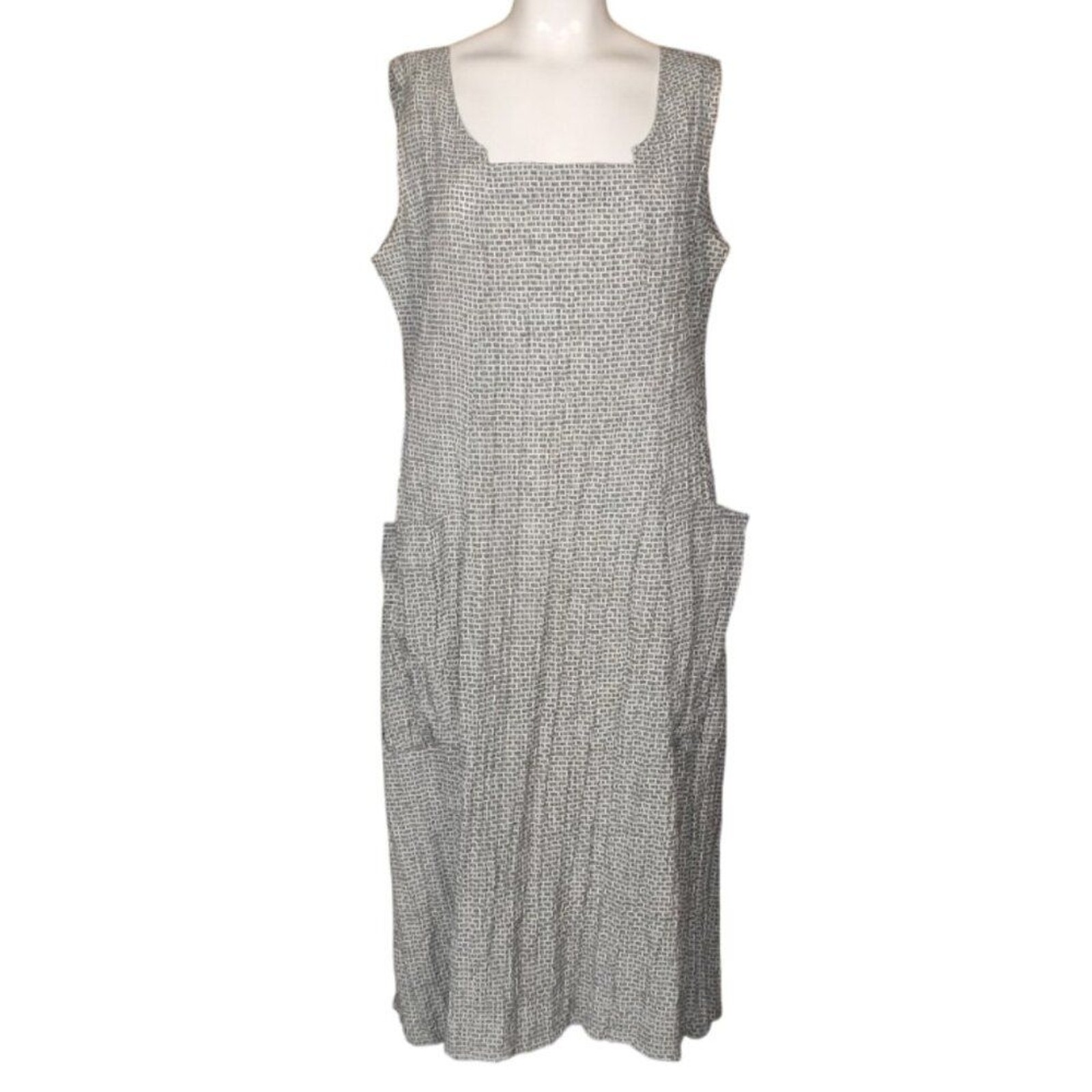 GERSHON BRAM Dress, XL, Summery, Pockets, Sleeveless, Greenish-gray abstract