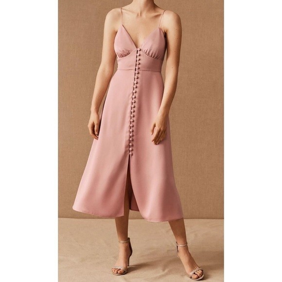 Sachin & Babi Anthropologie BHLDN Maren Satin Charmeuse Dress Pink Size 2 NWT