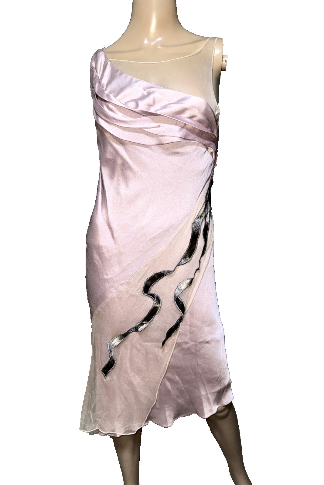Nina Ricci Runway Pink Embroidered Silk Midi Cocktail Dress US 2 4 / FR 34 36