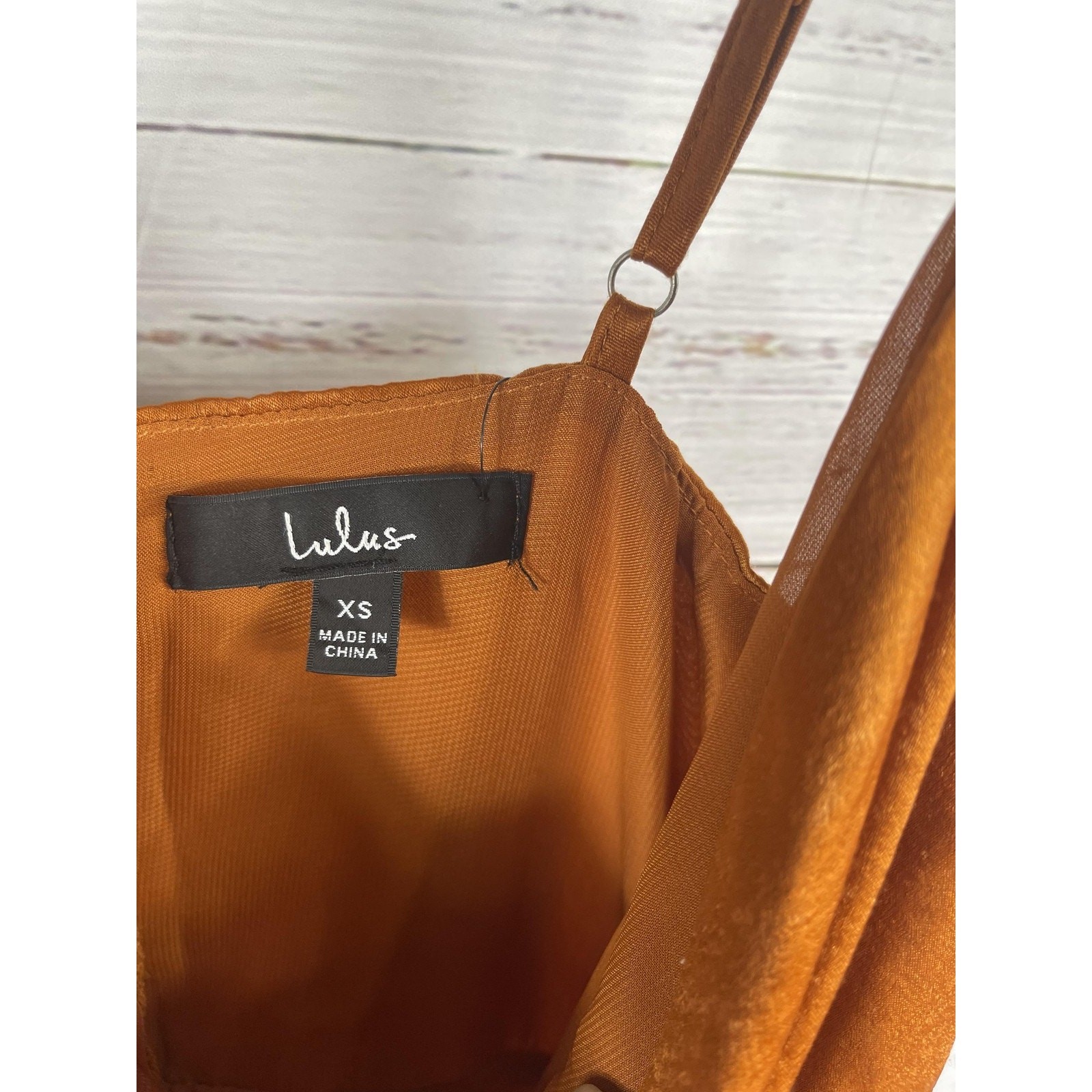 Lulus Dress Womens Extra Small Brown Maxi Spaghetti Strap Side Slit Lined Formal