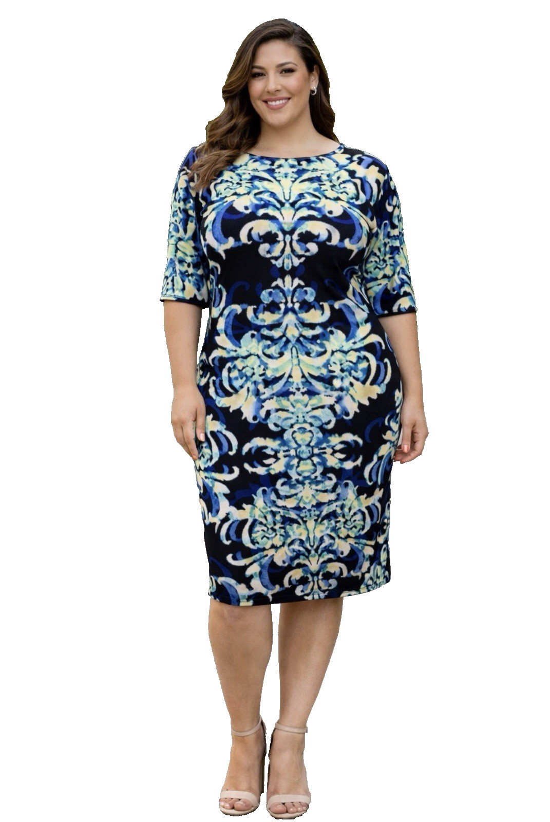 Connected Dress 18W Blue White Black Green Yellow Short Sleeve Washable NEW