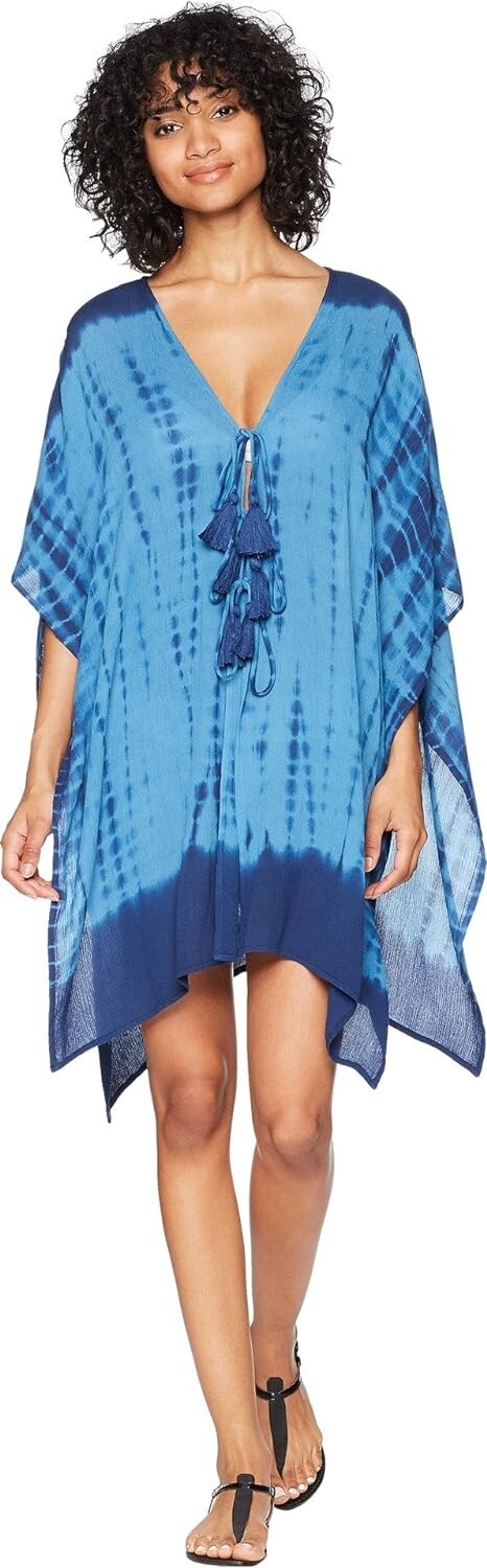 Green Dragon Women’s Butterfly Sleeve Kaftan Dress, Indigo, Small/Medium