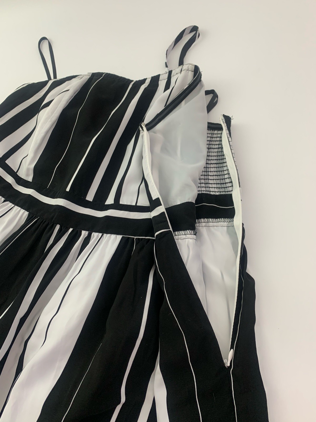 Lane Bryant Dress Spaghetti Strap Plus Sz 18 Black White Stripe Fit & Flare NWT