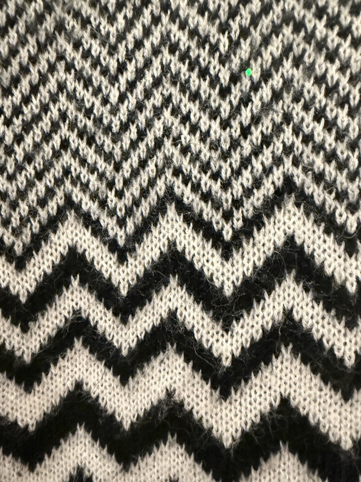Soft Black White Chevron Knit Sweater Dress Cozy Stretch 3/4 Sleeve Size M