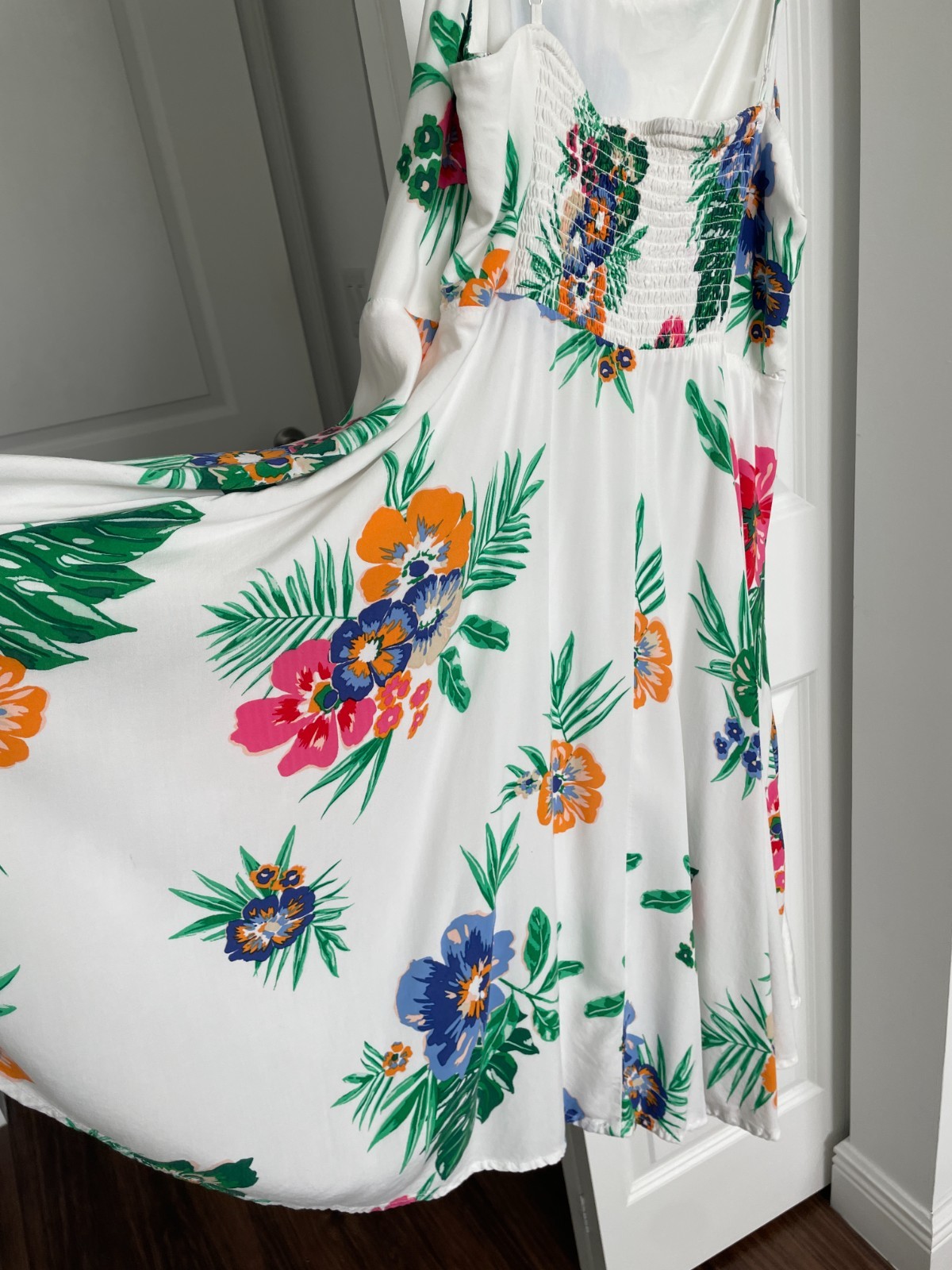 Green Pink Orange Blue White Floral Dress Size Large