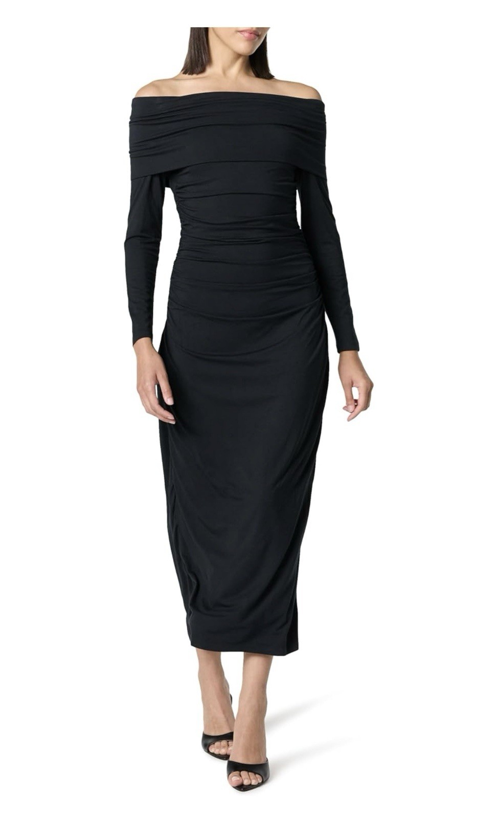 The Drop Stevie Off-Shoulder Black Dress Maxi Knit Size Medium New FAST SHIPPING