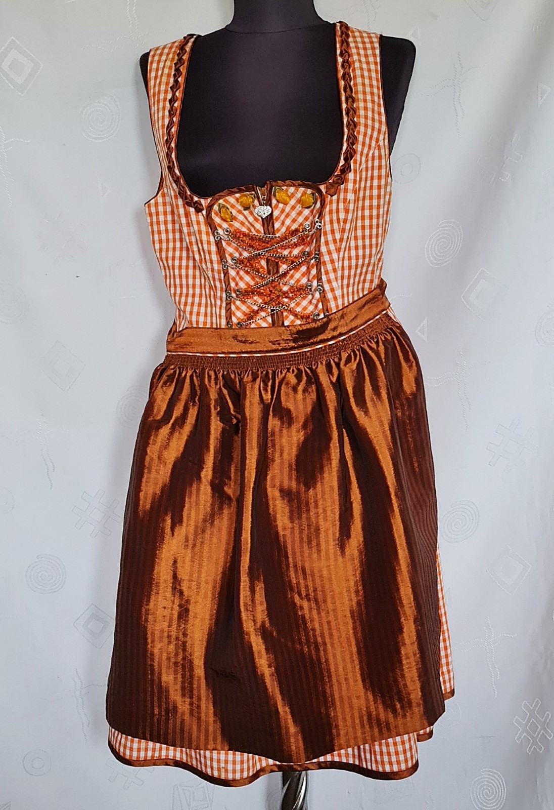 DRESS VINTAGE SPIETH&WENSKY TYROL OKTOBERFEST DIRNDL PLAID WOMENS US 12 EU 40
