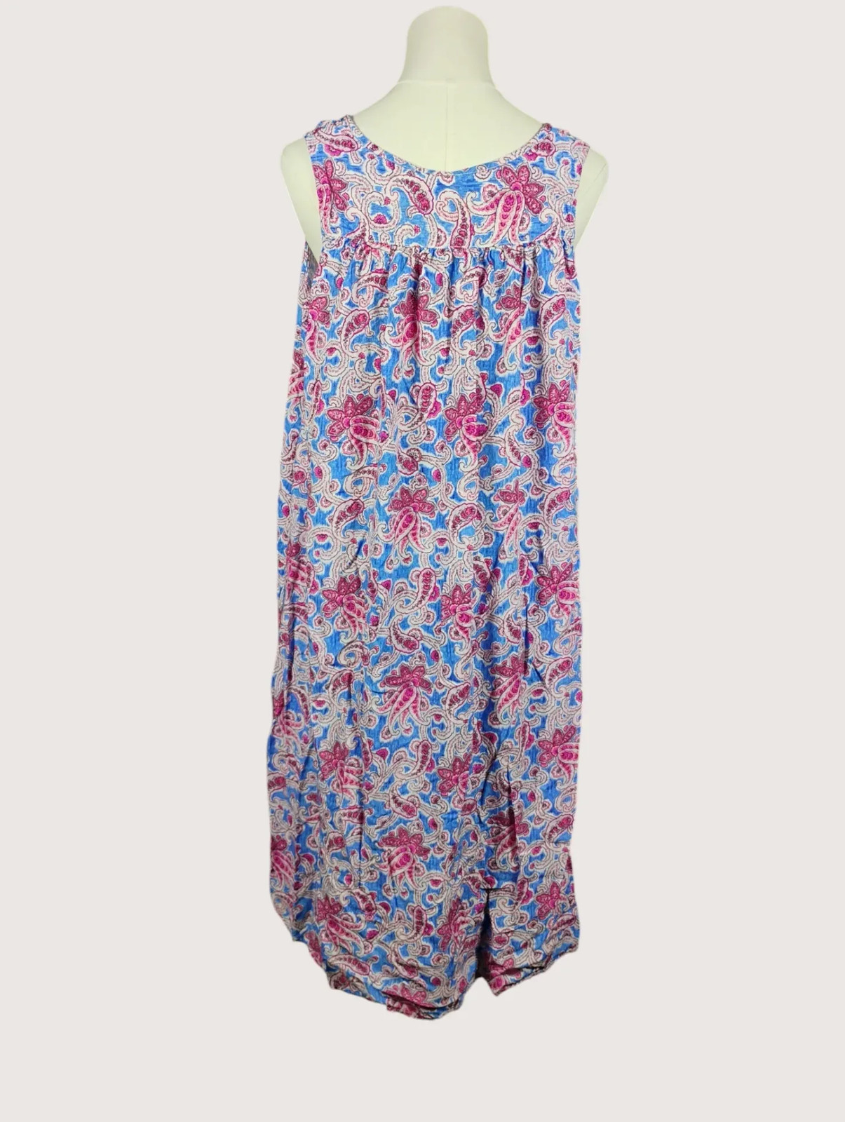 GAP Women’s Blue Pink Paisley Sleeveless Keyhole Neck Maxi Dress L