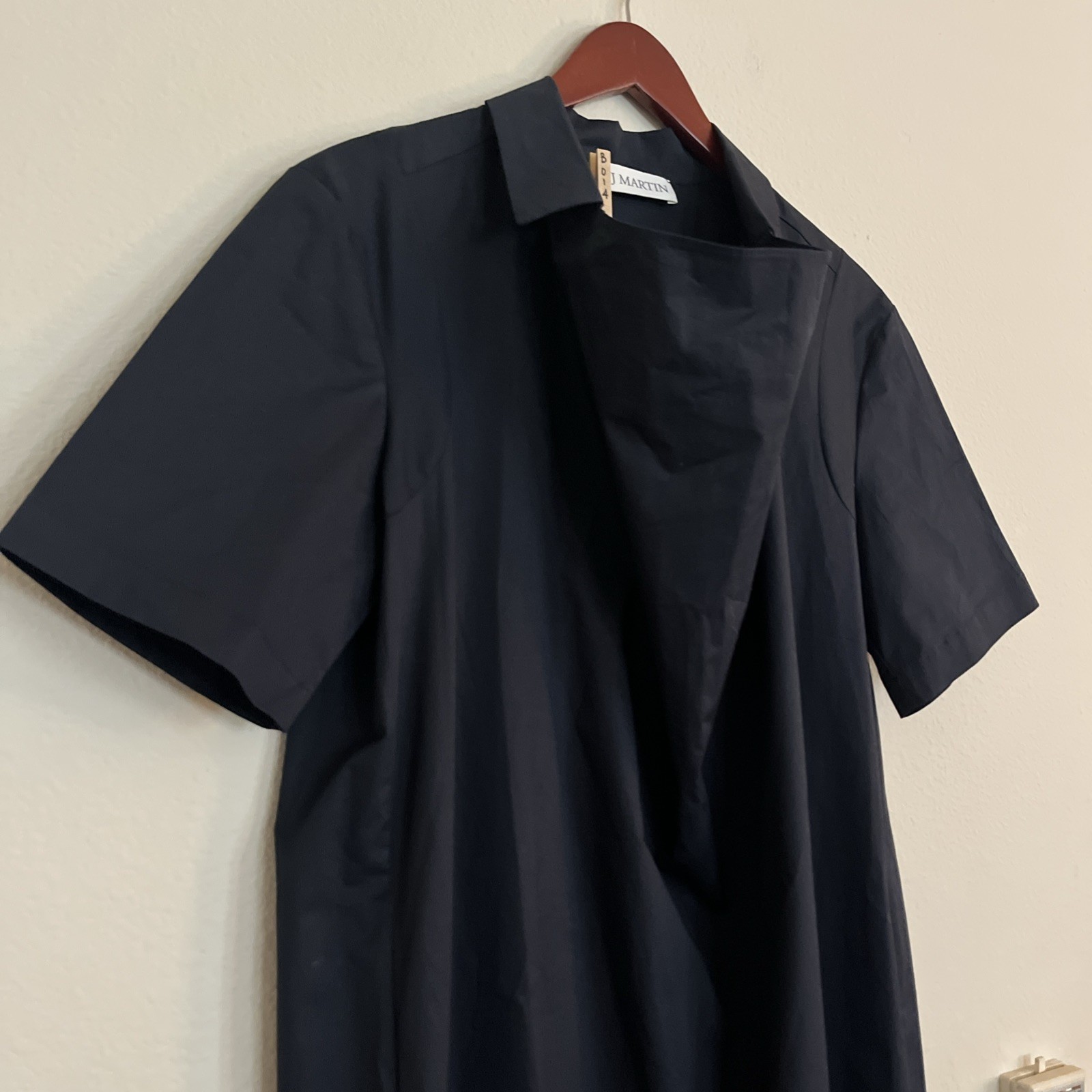 WJ Martin Italy Collar Short Sleeve Capsule Minimalist Black Dress SZ 40 US 2/4