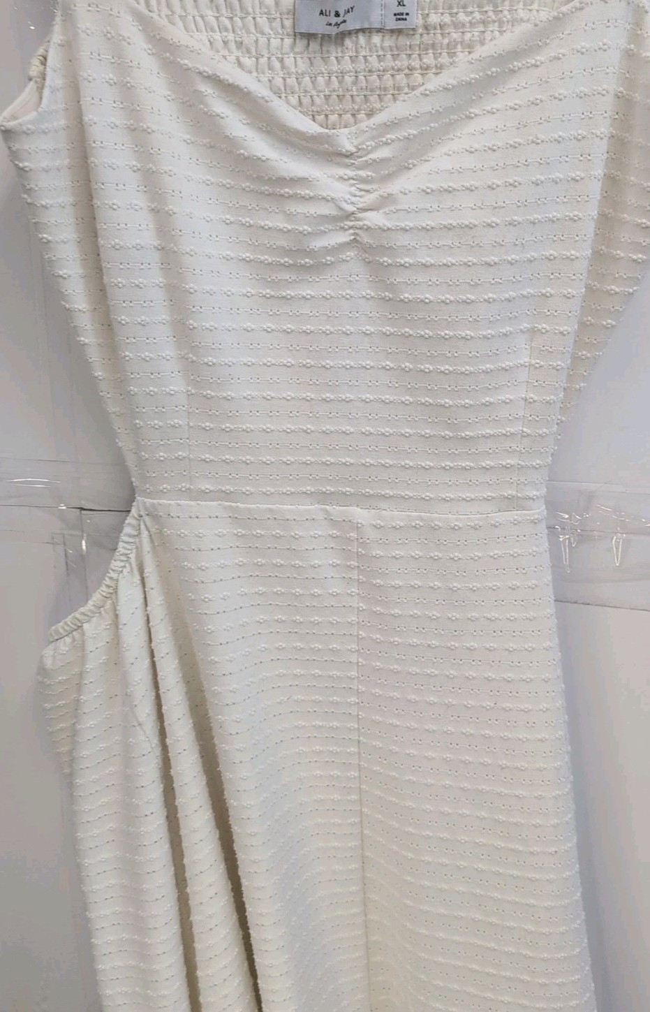 Ali & Jay Womens Front Slit Sleeveless Stretch Smocked Backless Midi Dress XL