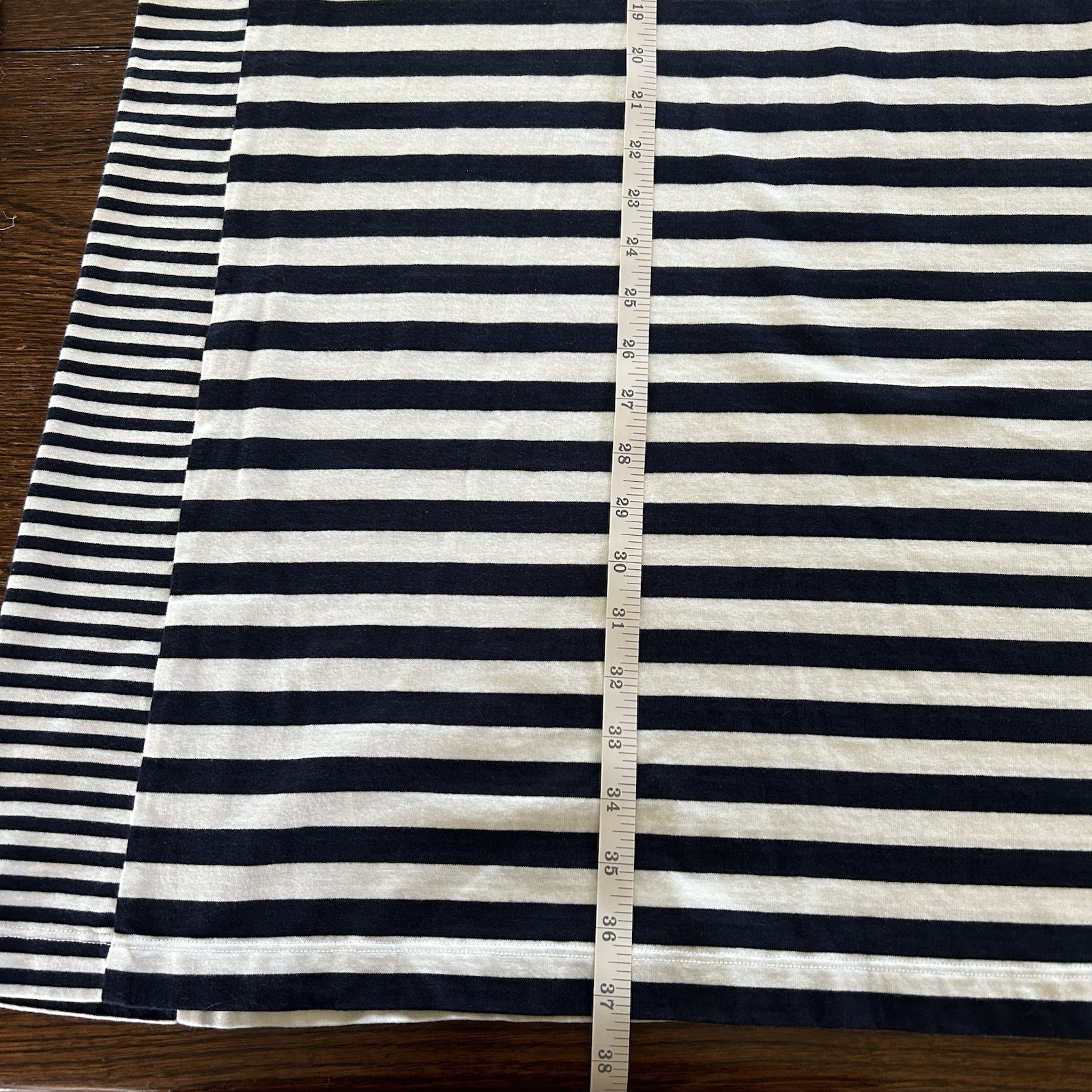 Chico’s Size 3 Navy Blue And White Cotton Blend Striped Sleeveless Sun Dress