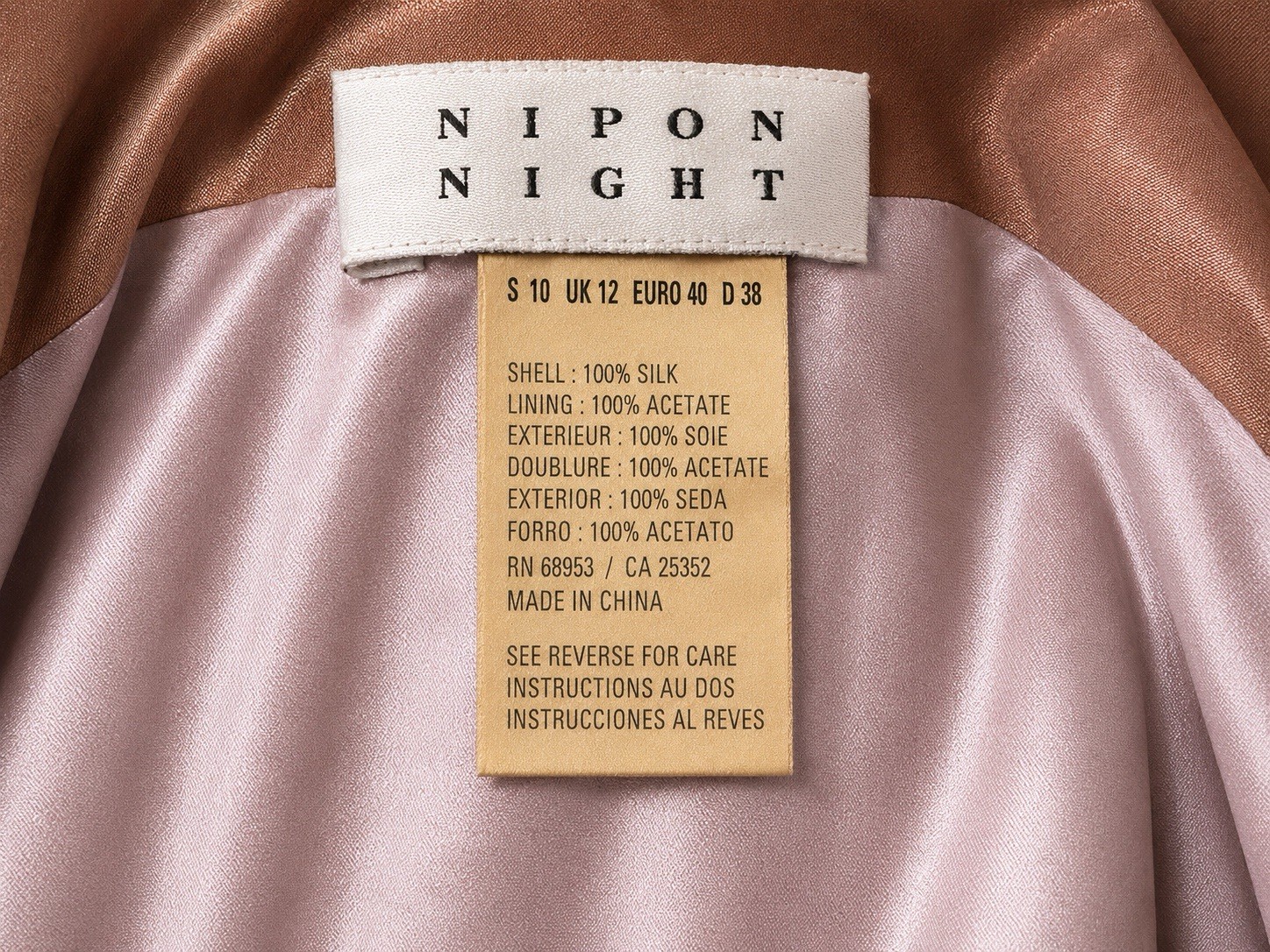 Vintage Nipon Night 100% Silk Beaded Slip Dress Y2K Bronze Brown Size 10