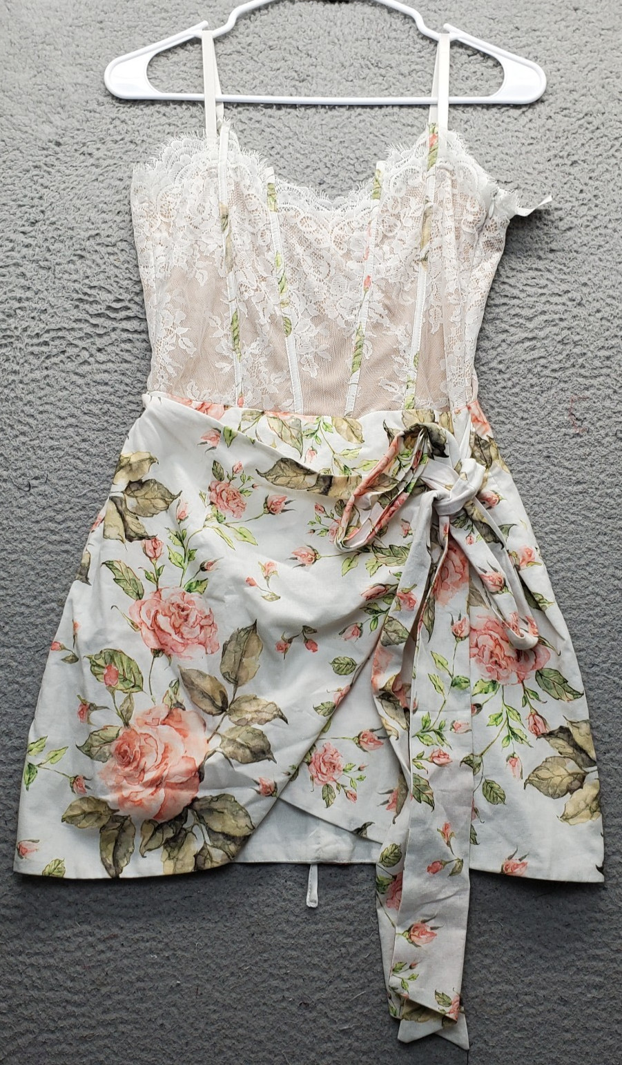 Klesin Corset Wrap Mini Dress Women Medium Multi Floral Spaghetti Strap Side Zip