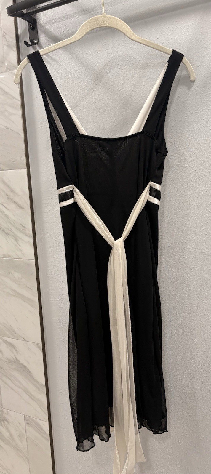 VINTAGE Ruby Rox Black & White Chiffon Formal Dress Rhinestone Buckle SizeMYouth