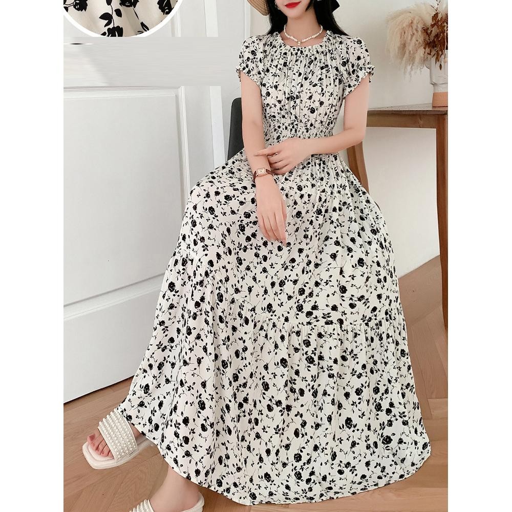 Ladies Chic Bohemian Elegant Gown Elastic Waist Flowy Cut All Size Fit