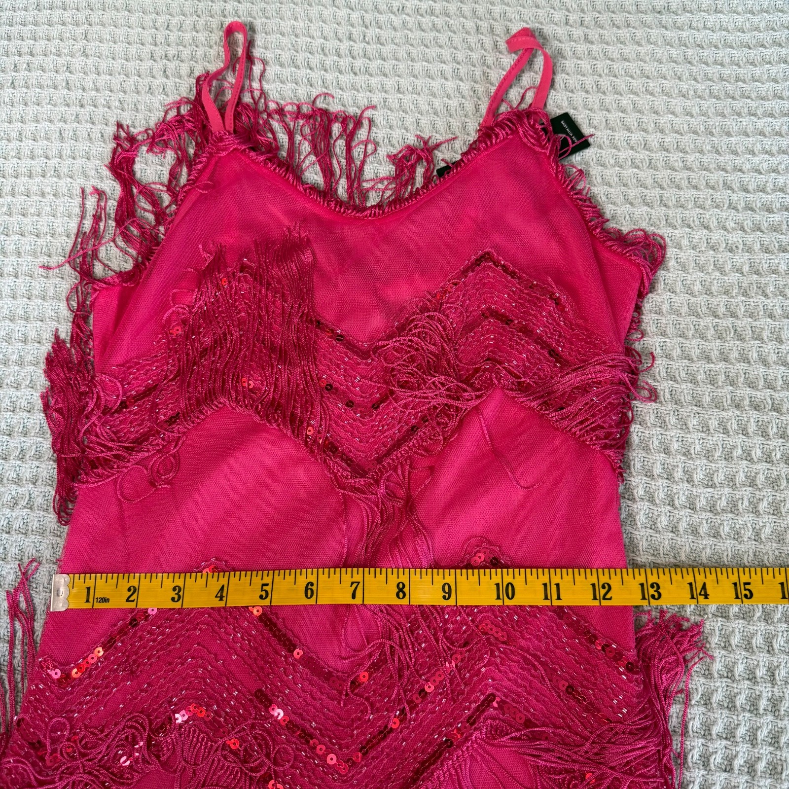 NWT Lulus Hot Pink Fringe Mini Dress Womens Small Sequins Beaded Party Cowgirl