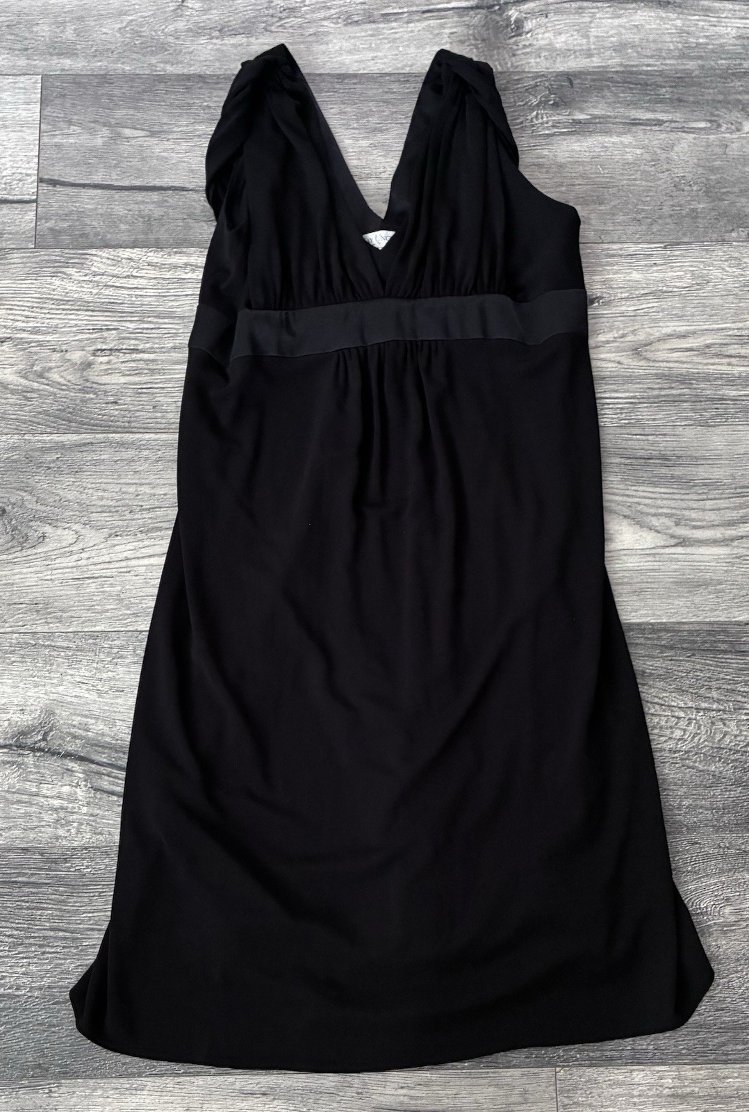 Kay Unger New York Black V-Neck Sleeveless Knee Length A-Line Dress S