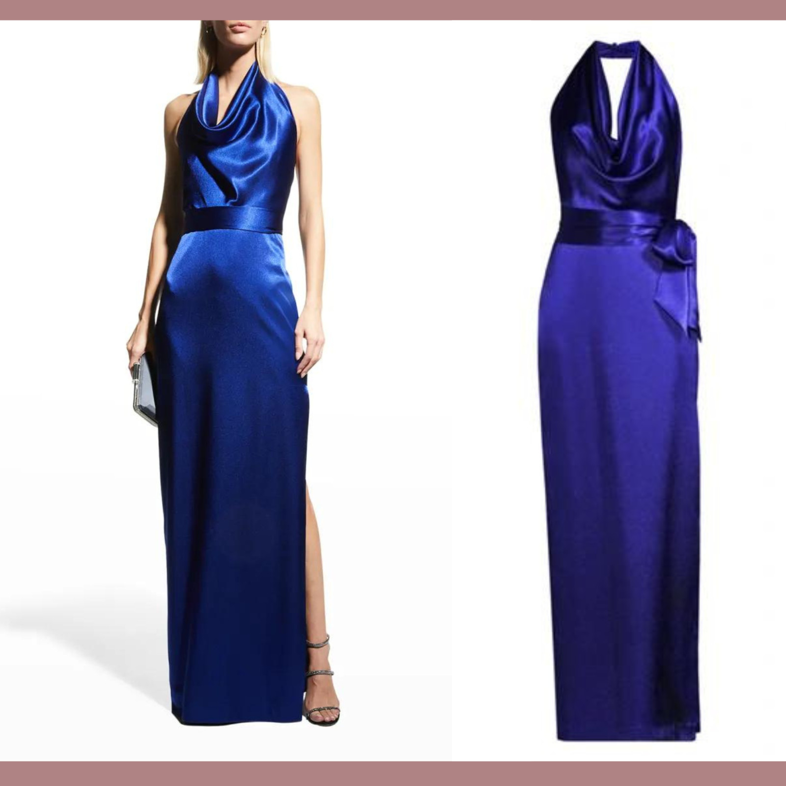 NWD Aidan by Aidan Mattox [ 6 ] Satin Cowl Neck Gown in Royal Sapphire #G1212
