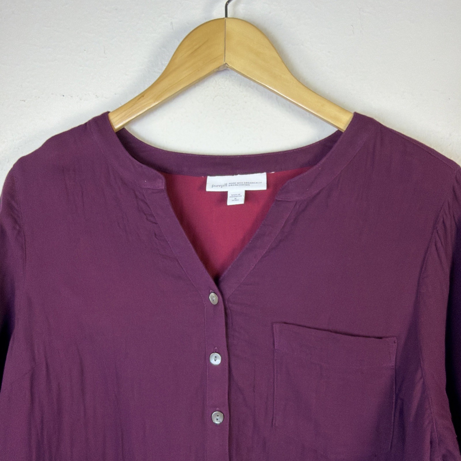 J. Jill purejill petite medium Stretch Plum Purple colorblock Dress mini casual