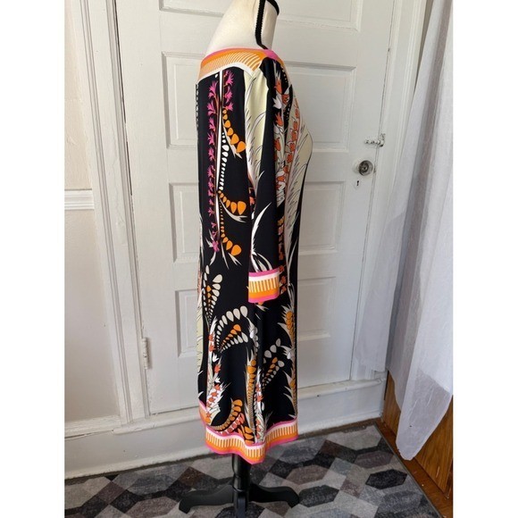 Ali Ro Boatneck Shift Dress Y2K Anthropologie 3/4 Sleeve Colorful Abstract Mod 8