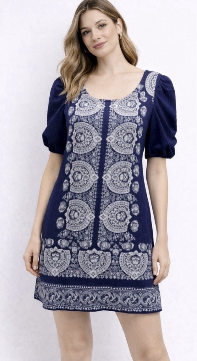 Akime+kin Anthropologie Dress Short Shift Dress Puff Sleeve Women’s Size Medium