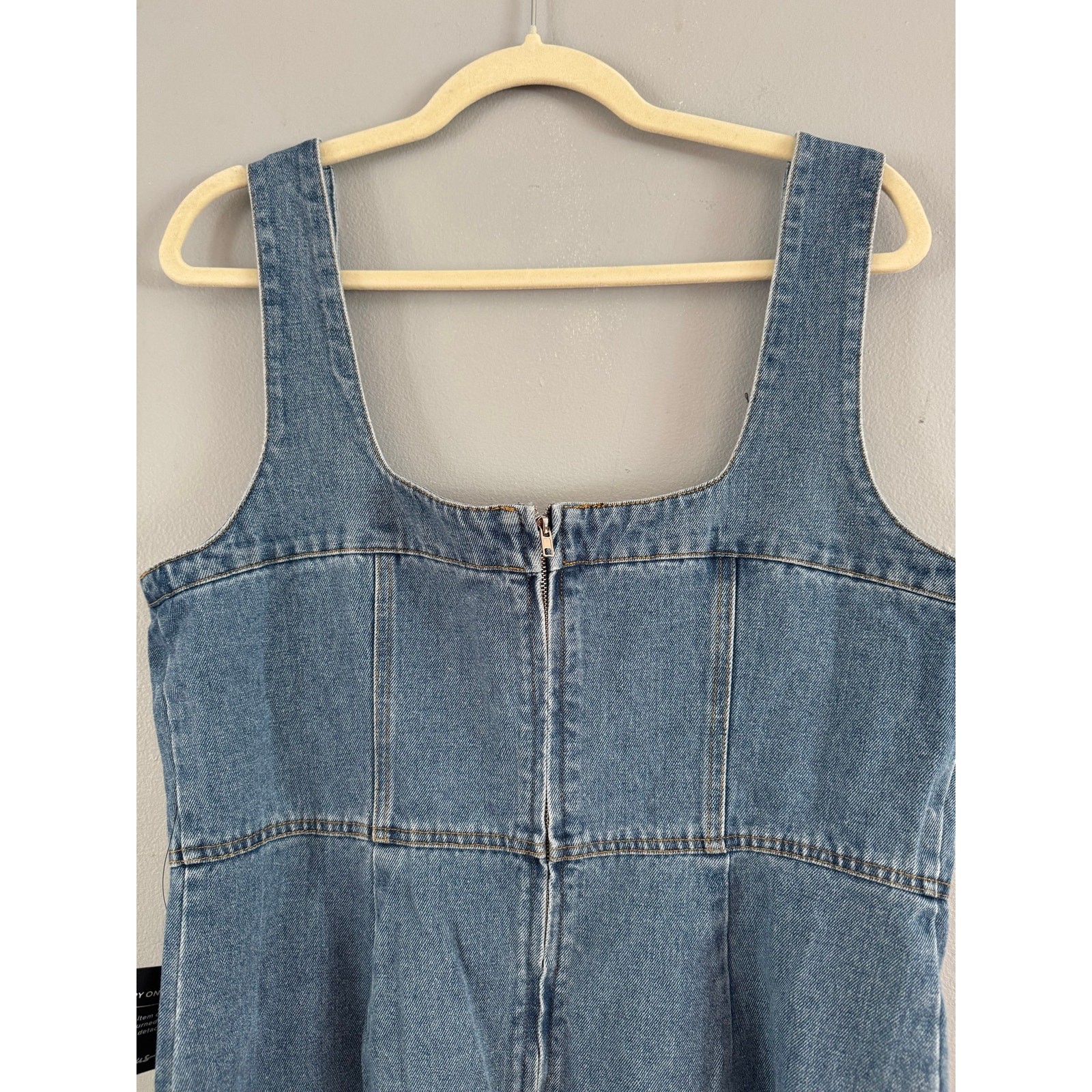 NWT Lulus So Delighted Medium Wash Denim Corset Seam Mini Dress Size XL