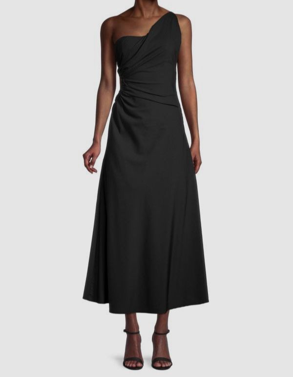 $139 Bardot Women’s Black Athena Drape One-Shoulder Midi Dress Size S/US 4