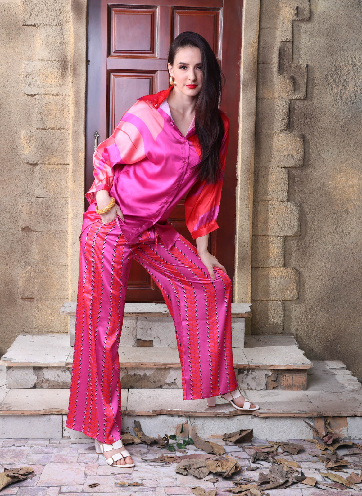 Unique painted co-ord set,night wear co-ordset,light & cool on skin.
