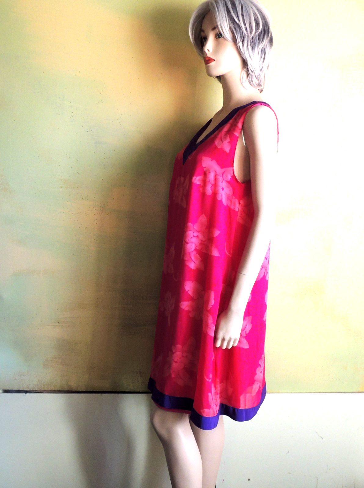 A Wild Thyme Women’s 14 Sleeveless Vintage V-Neck Lined Boho Side Slit Dress