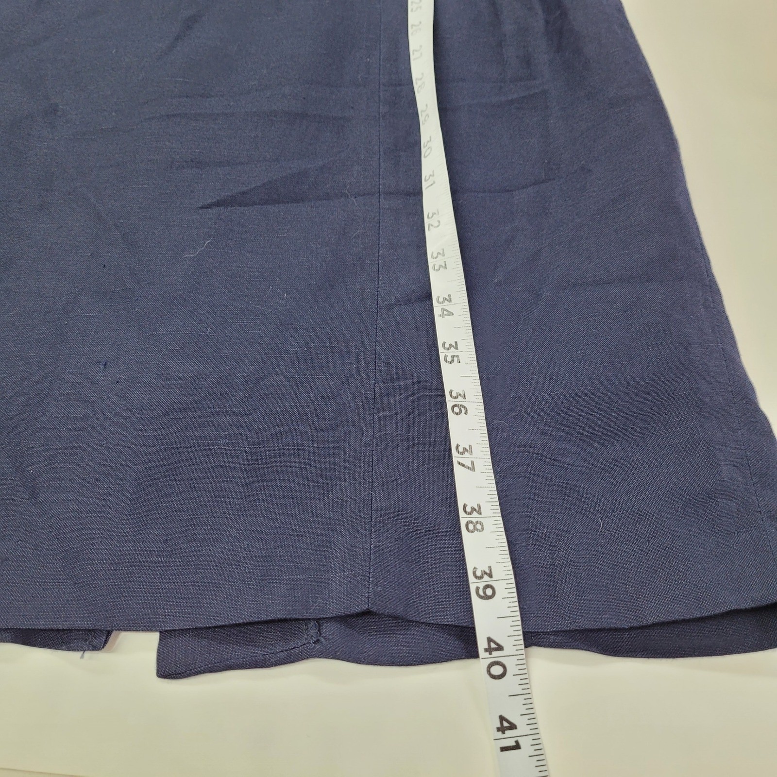 Worthington Dress Womens Size 6 Navy Blue Linen Rayon Sleeveless Sheath Classic