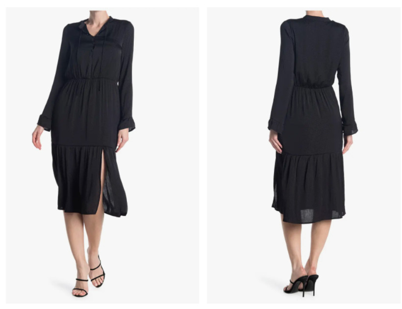 NSR Black Button Front Shirt Dress Long Sleeve Cocktail Dress XL = 14/16 REVOLVE