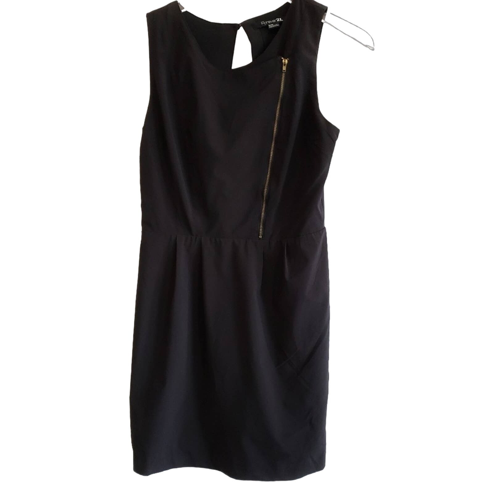 Black short dress with front zipper open back M