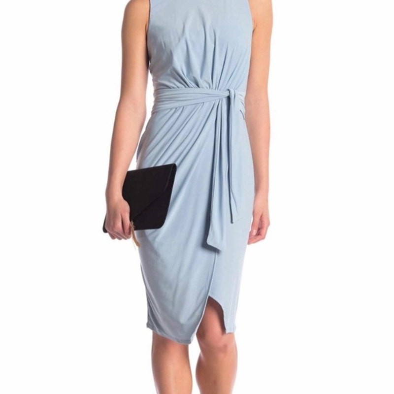 Superfoxx Lightweight Packable Blue Dress New Knee long knot Tie Extra Small XS