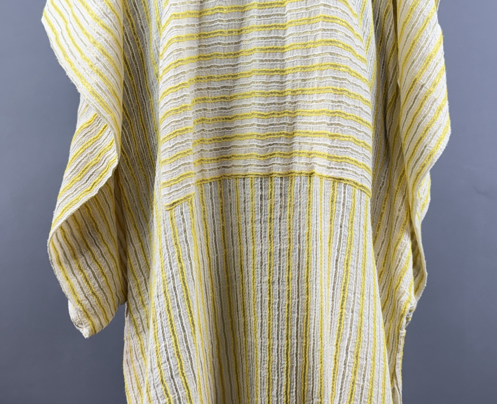 ZEUS DIONE Yellow Striped Oversize Kaftan Style Kimono Dress Size 44