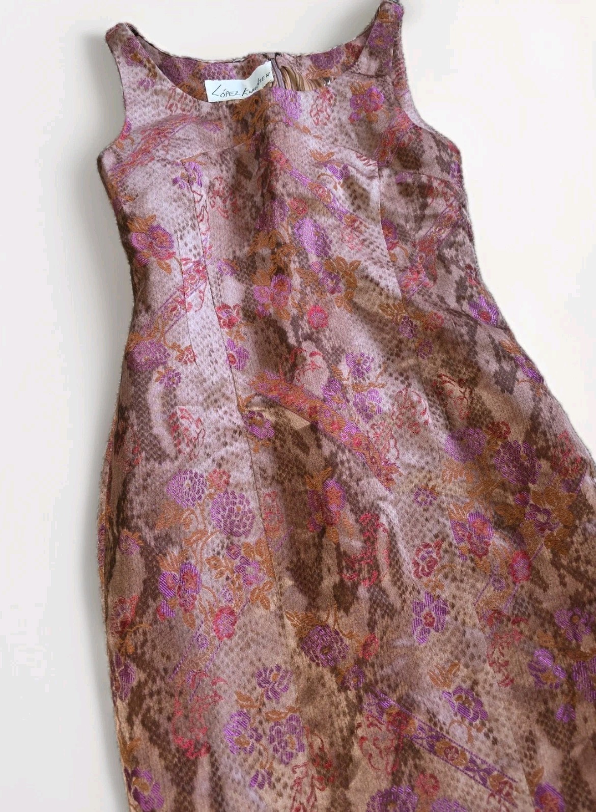 Vintage Lopez Knudsen Silk Fitted Cocktail Style Sleeveless Dress @ S/M SEE PICS